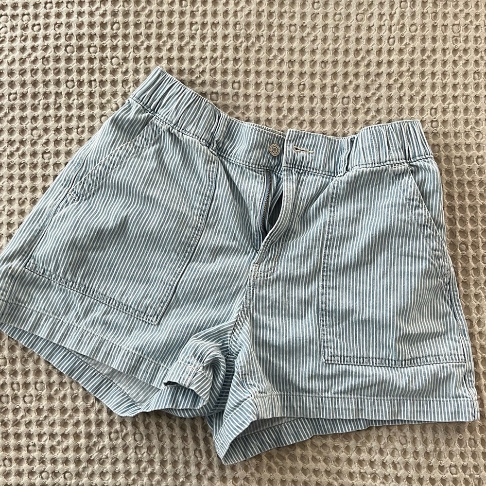 GAP Denim Blue and White Striped Shorts